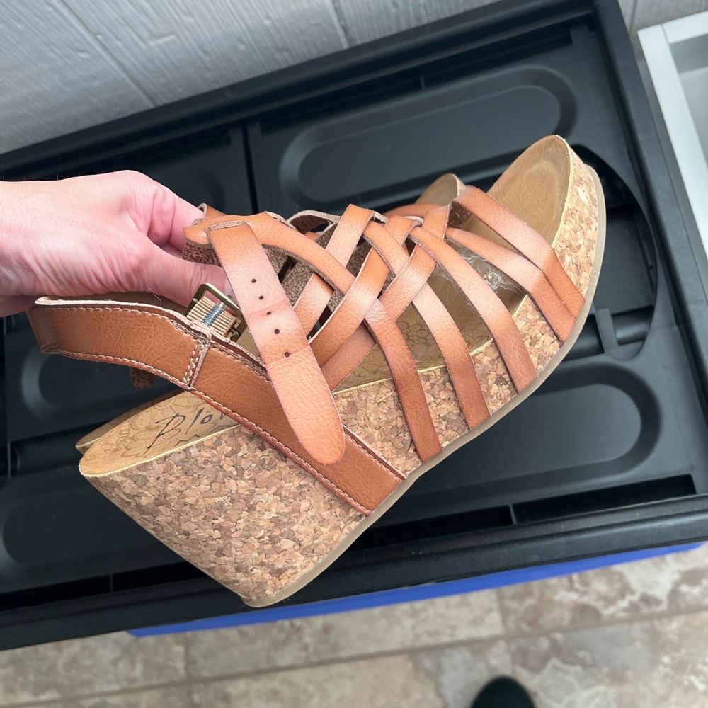Brown Leather Strappy Wedge Sandals- Like new!